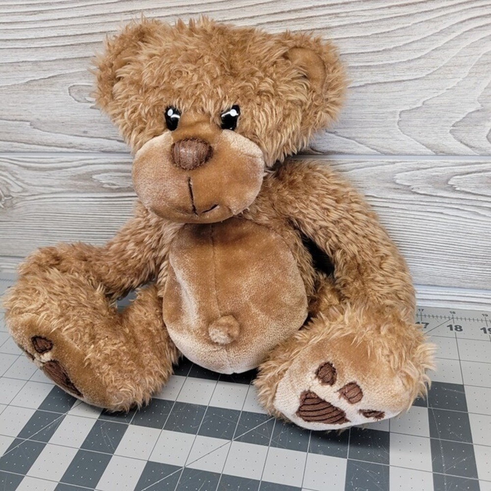 First Main‎ Toodles Teddy Bear Plush Tan Brown Sitting Stuffed Long Brown Shaggy